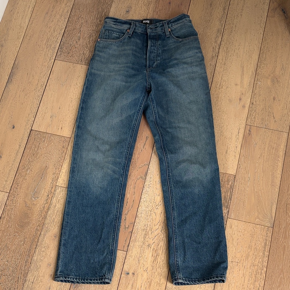 PAIGE Women's Straight-Leg Jeans in Deep Blue Wash